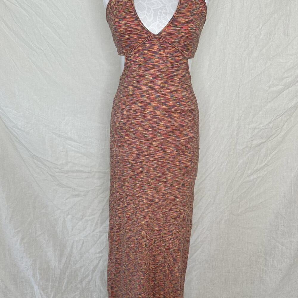 Bebe Orange Halter Neck Maxi Dress – Size Small